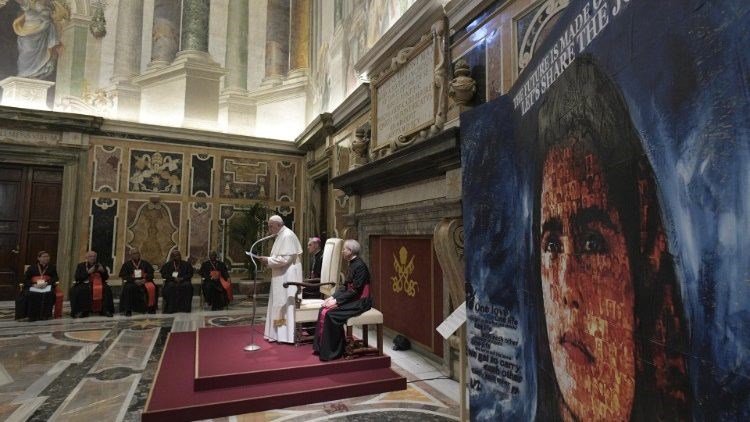 Påve Franciskus vid audiensen med Caritas.                                              Bild: Vatican News