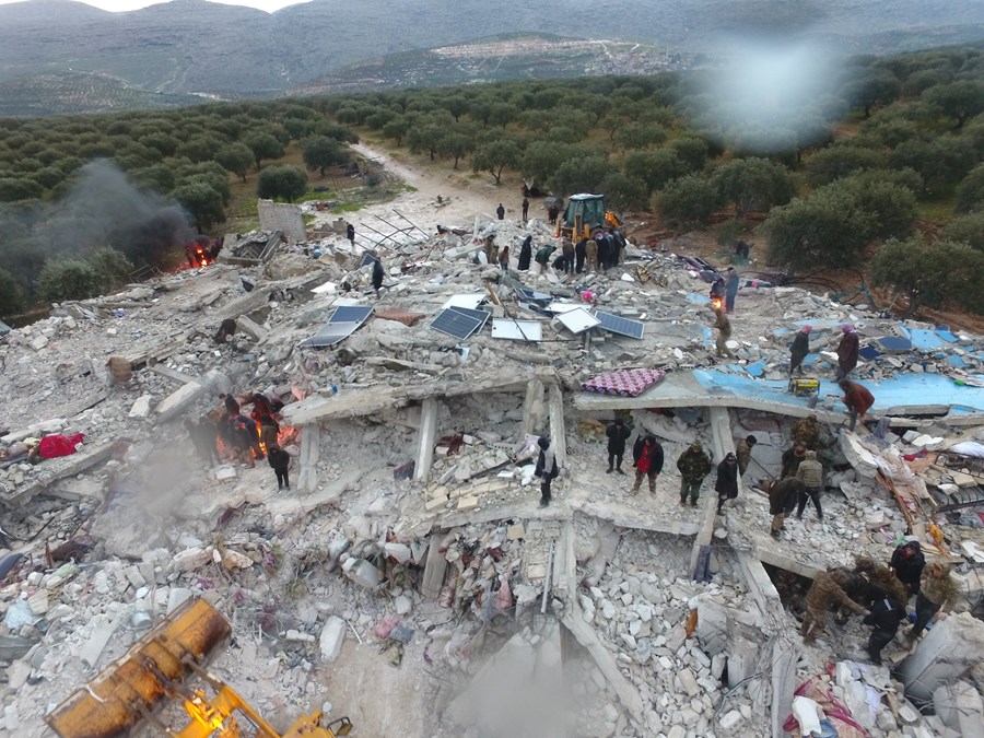 Syrien/ Idlib-Salqin efter jordbävningen den 6 januari. Foto: Caritas Internationalis